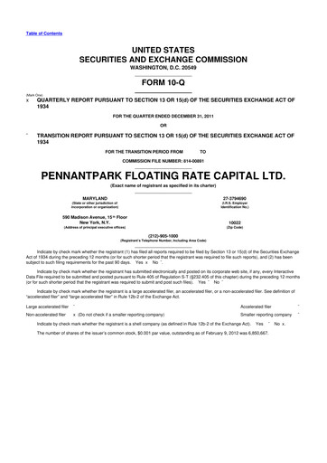 Thumbnail PennantPark Floating Rate Capital Ltd.
 10-Q Quarterly Report FY 