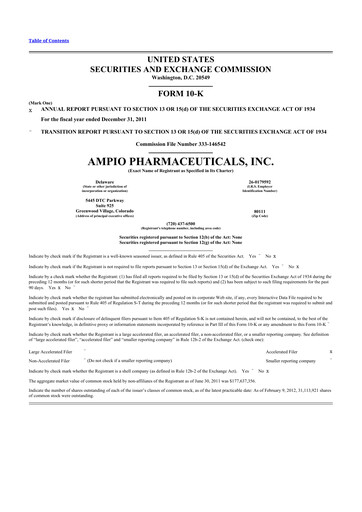 Thumbnail Ampio Pharmaceuticals 10-K Annual Report 2011