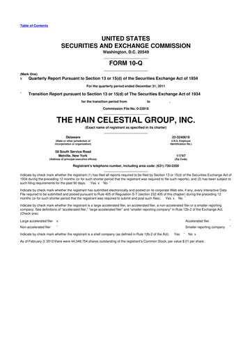Thumbnail Hain Celestial 10-Q Quarterly Report FY2012 