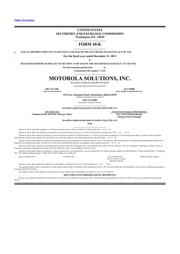 Thumbnail Motorola Solutions
 10-K Annual Report 2011