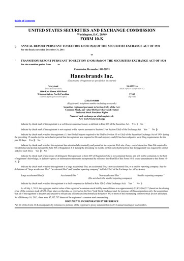 Thumbnail Hanesbrands
 10-K Annual Report 2011