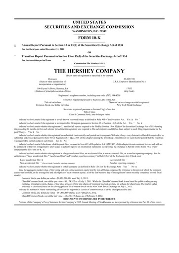 Thumbnail The Hershey Company 10-K Annual Report 2011