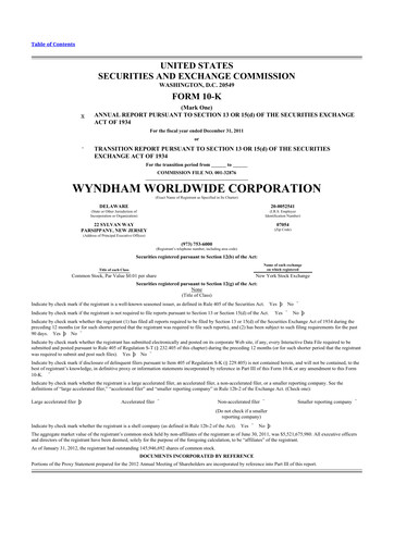 Thumbnail Travel + Leisure 10-K Annual Report 2011