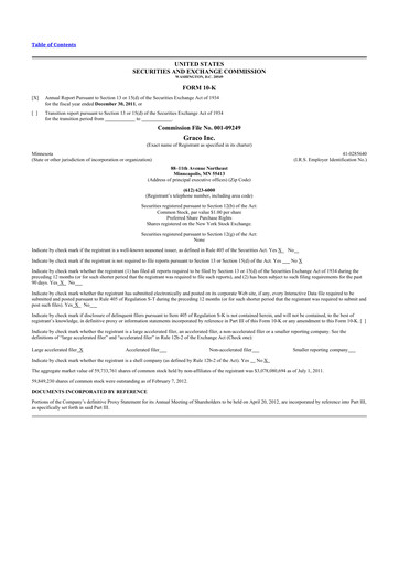 Thumbnail Graco 10-K Annual Report 2011