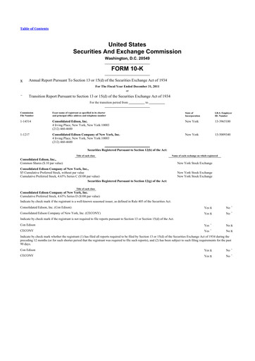 Thumbnail Consolidated Edison 10-K Annual Report 2011