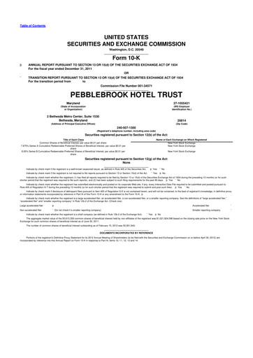 Thumbnail Pebblebrook Hotel Trust 10-K Annual Report 2011