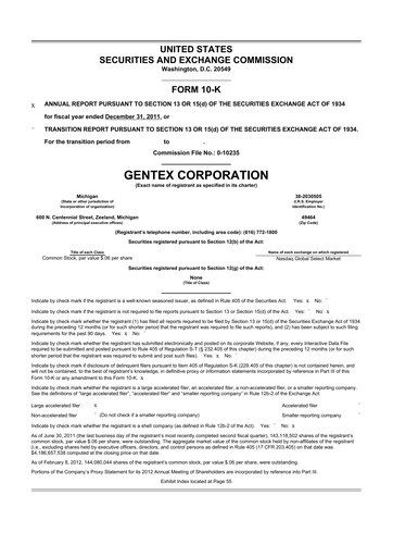 Thumbnail Gentex 10-K Annual Report 2011