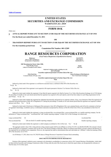 Miniature Range Resources
 10-K Rapport annuel 