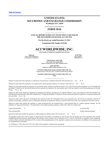 Thumbnail ACI Worldwide
 10-K Annual Report 2011