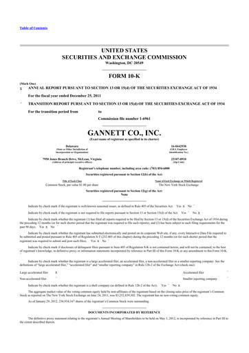 Thumbnail Tegna 10-K Annual Report 2011