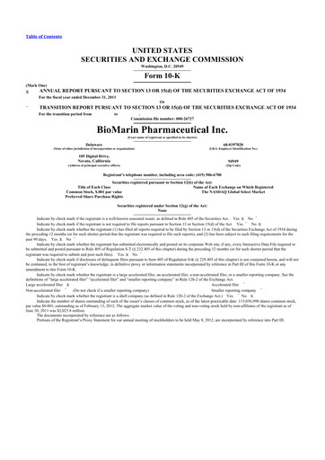 Thumbnail BioMarin Pharmaceutical 10-K Annual Report 2011