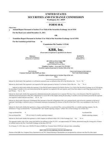 Thumbnail KBR
 10-K Annual Report 2011