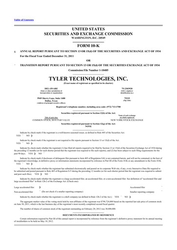 Thumbnail Tyler Technologies
 10-K Annual Report 2011