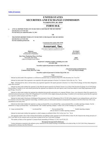 Thumbnail Assurant 10-K Annual Report 2011