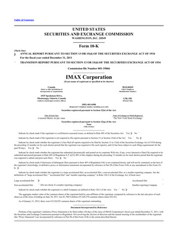 Thumbnail Imax Corp 10-K Annual Report 2011