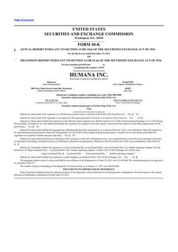 Thumbnail Humana 10-K Annual Report 2011