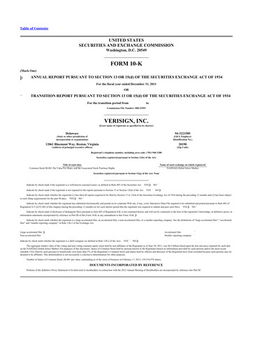 Thumbnail VeriSign 10-K Annual Report 2011