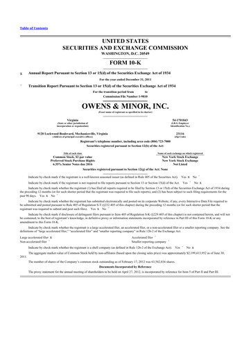 Thumbnail Owens & Minor

 10-K Annual Report 2011