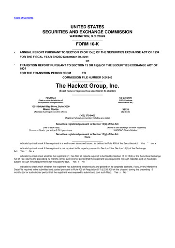 Vorschaubild The Hackett Group

 10-K Jahresbericht 2011