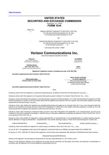 Thumbnail Verizon 10-K Annual Report 2011