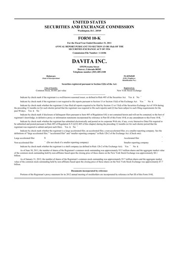 Thumbnail DaVita 10-K Annual Report 2011