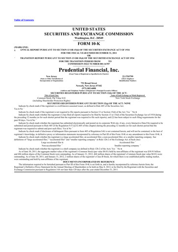 Vorschaubild Prudential Financial 10-K Jahresbericht 2011