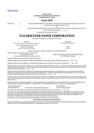 Thumbnail Clearwater Paper 10-K Annual Report 2011