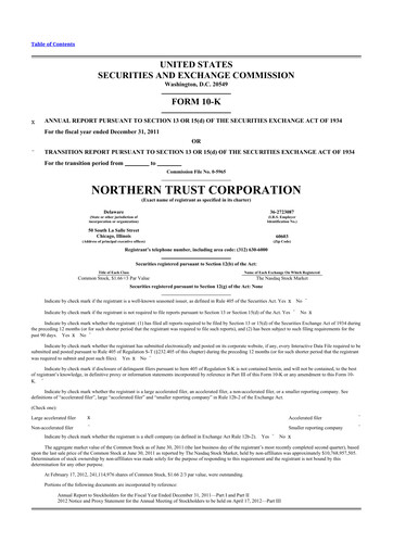 Thumbnail Northern Trust
 10-K Annual Report 2011