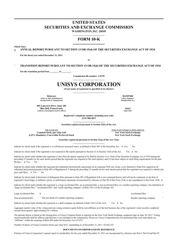 Thumbnail Unisys 10-K Annual Report 2011