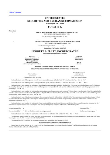 Thumbnail Leggett & Platt

 10-K Annual Report 2011