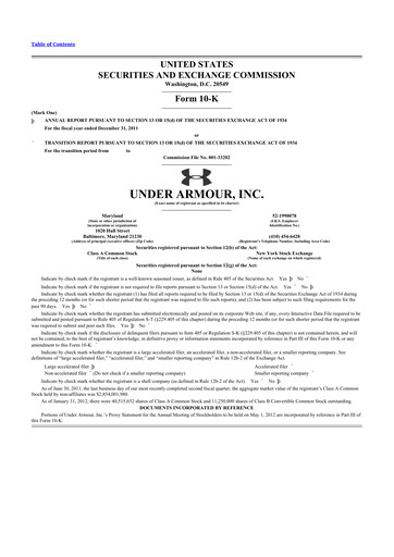 Thumbnail Under Armour
 10-K Annual Report 2011
