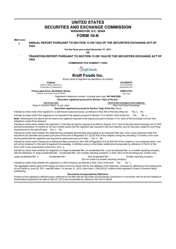 Thumbnail Mondelez International 10-K Annual Report 2011