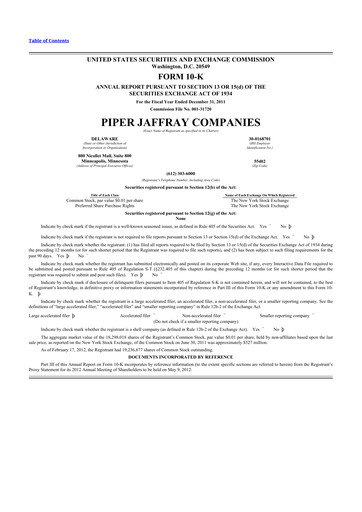 Thumbnail Piper Sandler
 10-K Annual Report 2011