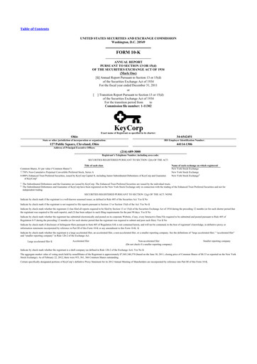 Miniature KeyCorp (KeyBank) 10-K Rapport annuel 2011