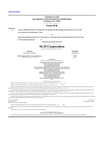 Miniature SLM Corporation (Sallie Mae) 10-K Rapport annuel 2011