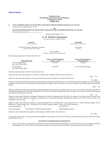 Thumbnail A. O. Smith 10-K Annual Report 2011