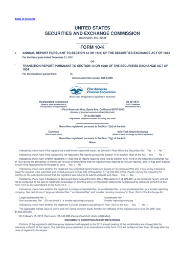Miniature First American Financial Corporation 10-K Rapport annuel 2011