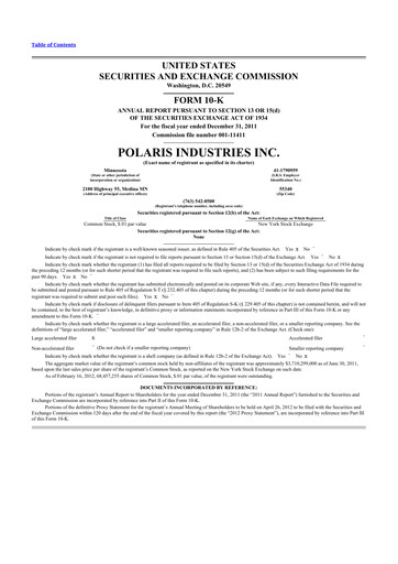 Thumbnail Polaris 10-K Annual Report 2011