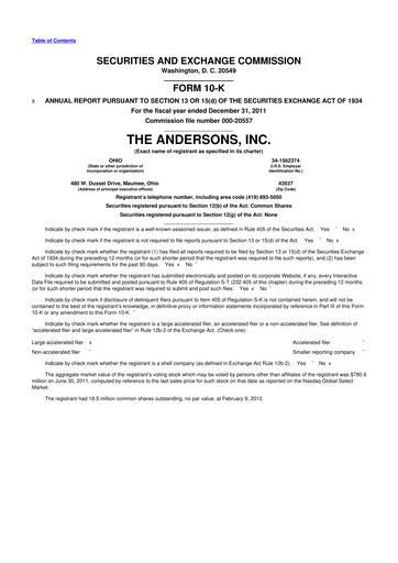 Miniature The Andersons, Inc. 10-K Rapport annuel 2011