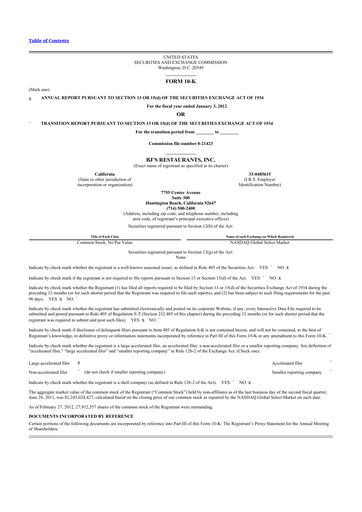 Thumbnail BJ's Restaurants
 10-K Annual Report 2011