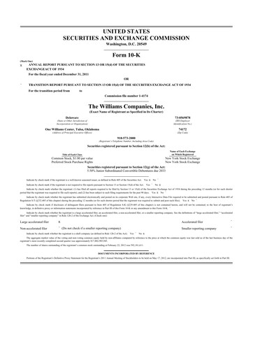 Thumbnail Williams Companies
 10-K Annual Report 2011