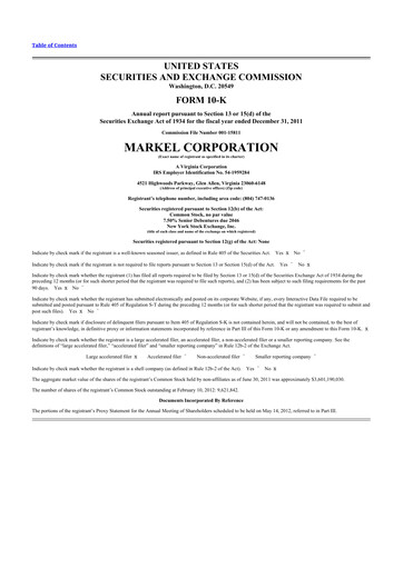 Thumbnail Markel Group 10-K Annual Report 2011