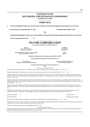 Thumbnail Nucor
 10-K Annual Report 2011