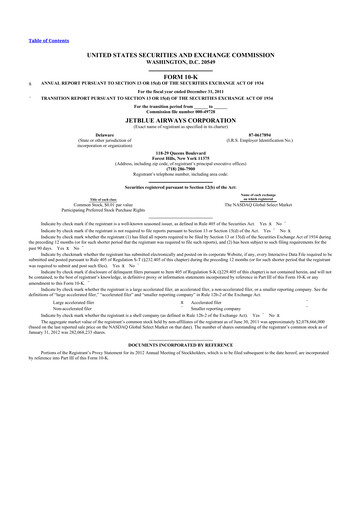 Thumbnail Jetblue Airways
 10-K Annual Report 2011