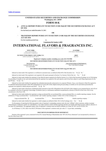 Thumbnail International Flavors & Fragrances
 10-K Annual Report 2011