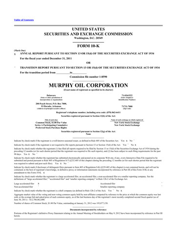 Thumbnail Murphy Oil
 10-K Annual Report 2011