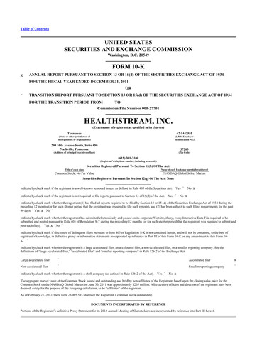 Thumbnail HealthStream 10-K Annual Report 2011