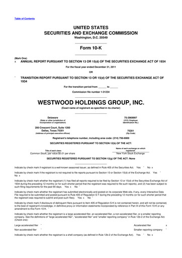 Thumbnail Westwood Holdings Group 10-K Annual Report 2011