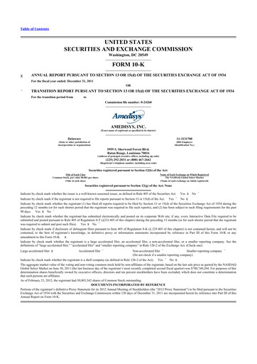 Thumbnail Amedisys 10-K Annual Report 2011