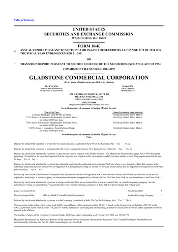 Thumbnail Gladstone Commercial 10-K Annual Report 2011
